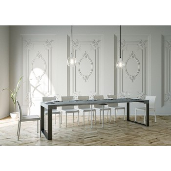 Consola Elettra Estructura Antracita - Consola extensible 90x40/300 cm Estructura Elettra Fresno Blanco Antracita