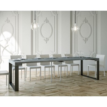 Consola Elettra Estructura Antracita - Consola extensible 90x40/300 cm Elettra Estructura Antracita Fresno Blanco