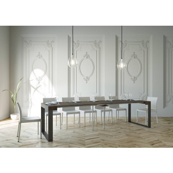 Consola Elettra Estructura Antracita - Consola extensible 90x40/300 cm Estructura Elettra Fresno Blanco Antracita