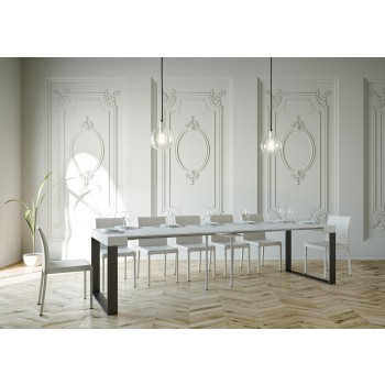 Consola Elettra Estructura Antracita - Consola extensible 90x40/300 cm Estructura Elettra Fresno Blanco Antracita