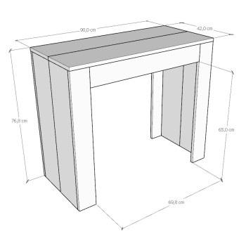 Emy Consola - Consola extensible 90x42/198 cm Emy Pequeña Espatulada Blanco