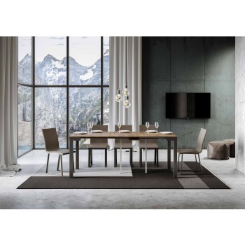 Consola Everyday Evolution Estructura Antracita - Consola extensible 90x40/196 cm Everyday Small Evolution Estructura Antracita Fresno Blanco