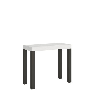 Consola Everyday Estructura Antracita - Consola extensible 90x40/196 cm Everyday Small Estructura Antracita Fresno Blanco