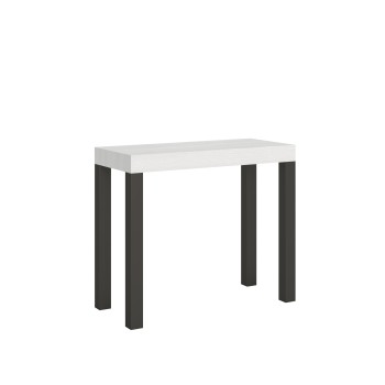 Consola Everyday Estructura Antracita - Consola extensible 90x40/196 cm Everyday Small Estructura Antracita Fresno Blanco