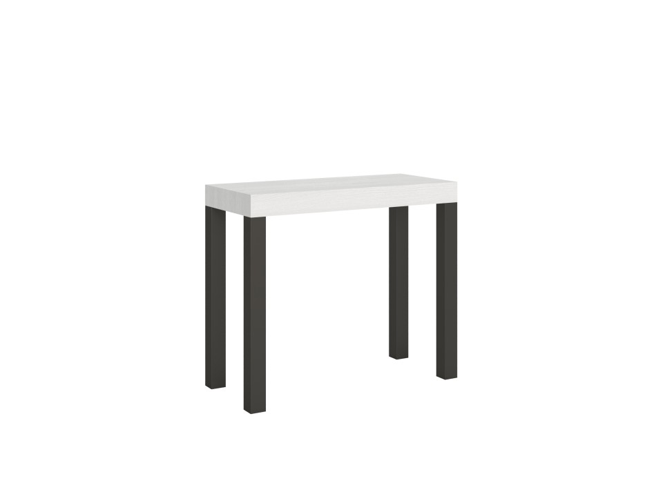 Consola Everyday Estructura Antracita - Consola extensible 90x40/196 cm Everyday Small Estructura Antracita Fresno Blanco