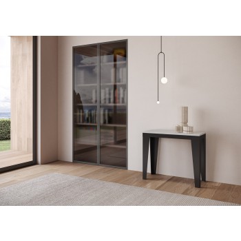 Consola Flame Evolution estructura Antracita - Consola extensible 90x40/196 cm Flame Small Evolution estructura Antracita Fresno Blanco