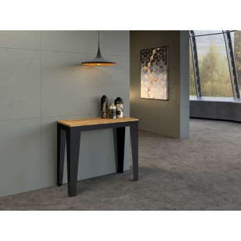 Consola Flame Evolution Estructura Antracita - Consola Extensible 90x40/300 cm Flame Evolution Estructura Antracita Fresno Blanco