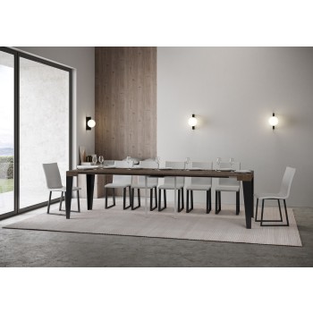 Consola Flame Estructura Antracita - Consola Extensible 90x40/300 cm Estructura Antracita Fresno Blanco Flame