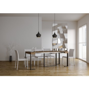 Futura Consola Estructura Antracita - Consola extensible 90x40/196 cm Futura Small Fresno Blanco estructura Antracita