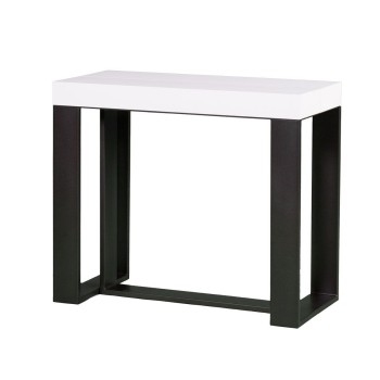 Futura Consola Estructura Antracita - Consola extensible 90x40/196 cm Futura Small Fresno Blanco estructura Antracita