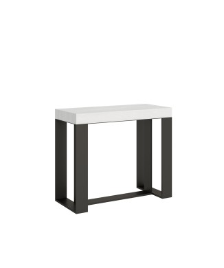 Futura Consola Estructura Antracita - Consola extensible 90x40/196 cm Futura Small Fresno Blanco estructura Antracita