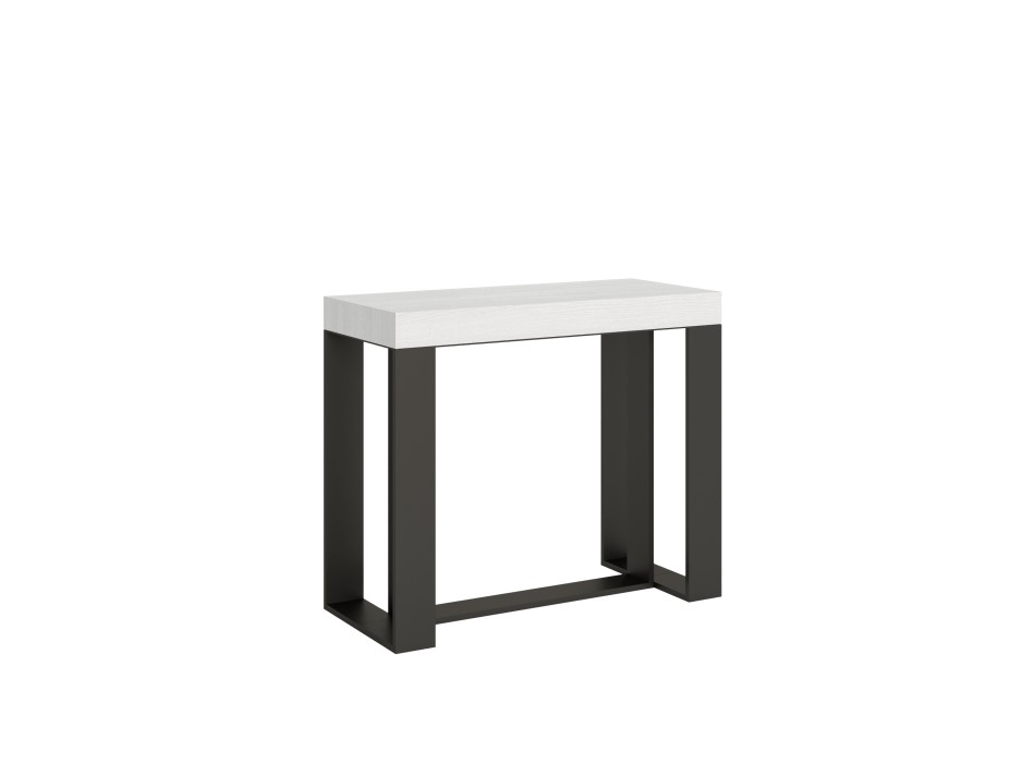 Futura Consola Estructura Antracita - Consola extensible 90x40/196 cm Futura Small Fresno Blanco estructura Antracita