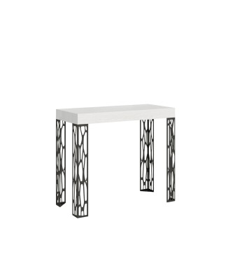 Consola Ghibli Estructura Antracita - Consola extensible 90x40/196 cm Ghibli Small White Ash Estructura Antracita