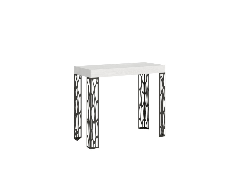 Consola Ghibli Estructura Antracita - Consola extensible 90x40/196 cm Ghibli Small White Ash Estructura Antracita