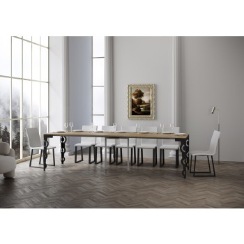 Consola Karamay Evolution Estructura Antracita - Consola extensible 90x40/300 cm Karamay Evolution Estructura Antracita Fresno Blanco