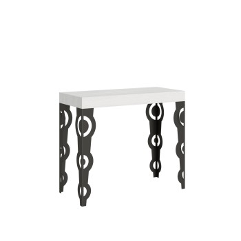 Consola Karamay Estructura Antracita - Consola extensible 90x40/196 cm Karamay Small Estructura Antracita Fresno Blanco