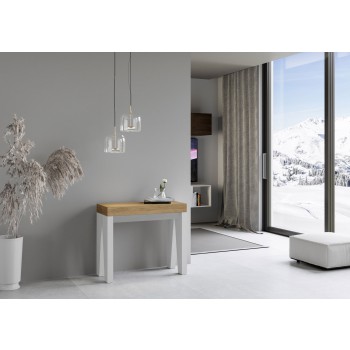 Naxy Consola - Consola Extensible 90x40/196 cm Naxy Pequeña Fresno Blanco