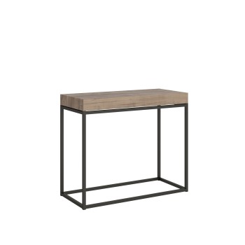 Nordica Consola Estructura Antracita - Consola extensible 90x40/196 cm Nordica Small White Ash Estructura Antracita