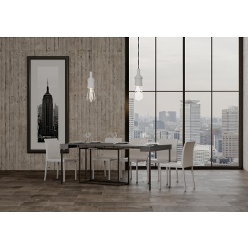 Consola Nordica Estructura Antracita - Consola extensible 90x40/196 cm Nordica Small Estructura Antracita Fresno Blanco