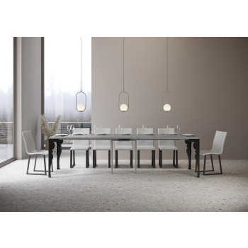 Consola Paxon Evolution Estructura Antracita - Consola extensible 90x40/300 cm Paxon Evolution Estructura Antracita Fresno Blanco