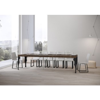 Paxon Premium Consola Estructura Antracita - Consola Extensible 90x40/300 cm Paxon Premium Estructura Antracita Fresno Blanco