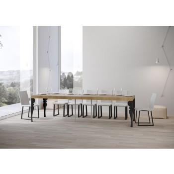 Paxon Premium Consola Estructura Antracita - Consola Extensible 90x40/300 cm Paxon Premium Estructura Antracita Fresno Blanco