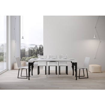 Consola Paxon Estructura Antracita - Consola extensible 90x40/196 cm Paxon Small White Ash Estructura Antracita