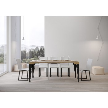 Consola Paxon Estructura Antracita - Consola extensible 90x40/196 cm Paxon Small White Ash Estructura Antracita