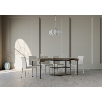 Consola Plano Estructura Antracita - Consola Extensible 90x40/196 cm Plano Small Estructura Antracita Fresno Blanco