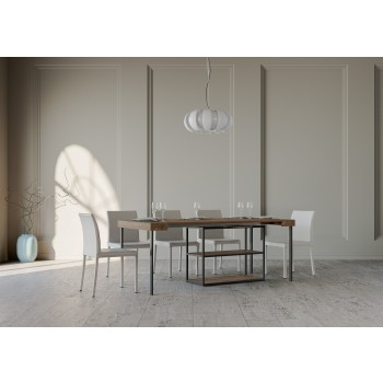 Consola Plano Estructura Antracita - Consola Extensible 90x40/196 cm Plano Small Estructura Antracita Fresno Blanco