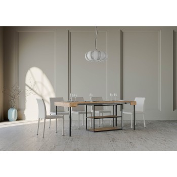 Consola Plano Estructura Antracita - Consola Extensible 90x40/196 cm Plano Small Estructura Antracita Fresno Blanco