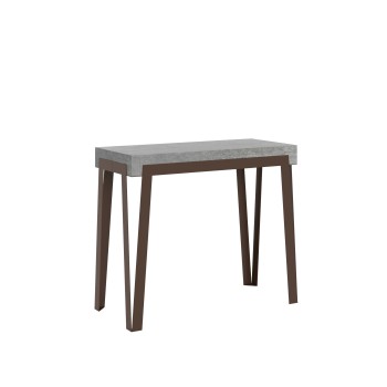 Consola Rio con estructura Rust - Consola extensible 90x40/196 cm Rio Small Quercia Natura con estructura Rust