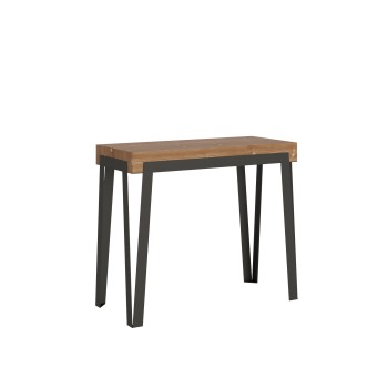 Consola Rio con estructura Rust - Consola extensible 90x40/196 cm Rio Small Quercia Natura con estructura Rust