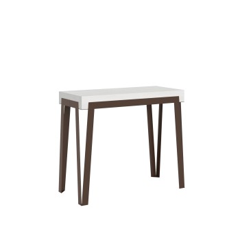 Consola Rio con estructura Rust - Consola extensible 90x40/196 cm Rio Small Quercia Natura con estructura Rust