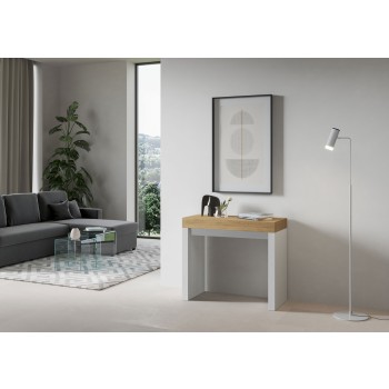 Roxell Consola - Consola Extensible 90x40/196 cm Roxell Pequeña Fresno Blanco