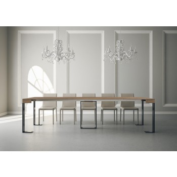 Consola Sintesi Estructura Antracita - Consola Extensible 90x40/300 cm Sintesi Estructura Fresno Blanco Antracita