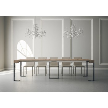 Consola Sintesi Estructura Antracita - Consola Extensible 90x40/300 cm Sintesi Estructura Fresno Blanco Antracita