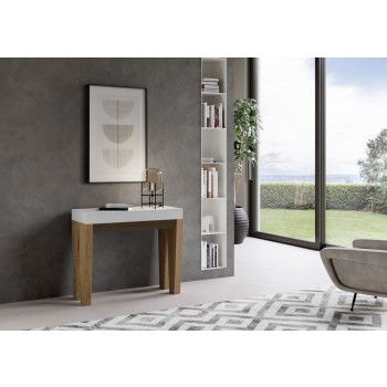 Spimbo Consola - Consola extensible 90x40/196 cm Spimbo Pequeña Fresno Blanco