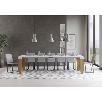 Spimbo Consola - Consola Extensible 90x40/300 cm Spimbo Blanco Fresno