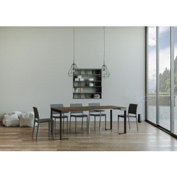 Consola Tecno Evolution Estructura Antracita - Consola extensible 90x40/196 cm Tecno Small Evolution Estructura Antracita Fresno Blanco