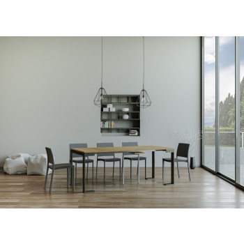 Consola Tecno Evolution Estructura Antracita - Consola extensible 90x40/196 cm Tecno Small Evolution Estructura Antracita Fresno Blanco