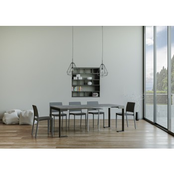 Consola Tecno Evolution Estructura Antracita - Consola extensible 90x40/300 cm Tecno Evolution Estructura Fresno Blanco Antracita