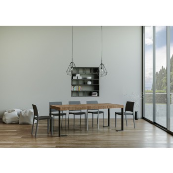 Consola Tecno Estructura Antracita - Consola extensible 90x40/196 cm Tecno Small Premium Nature Estructura Roble Antracita