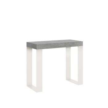 Consola Tecno con estructura Blanco - Consola extensible 90x40/196 cm Tecno Small Fresno Blanco con estructura Blanco