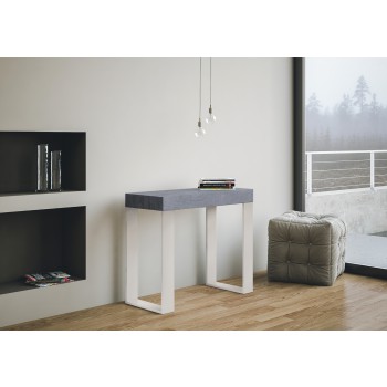 Consola Tecno con estructura Blanco - Consola extensible 90x40/196 cm Tecno Small Fresno Blanco con estructura Blanco