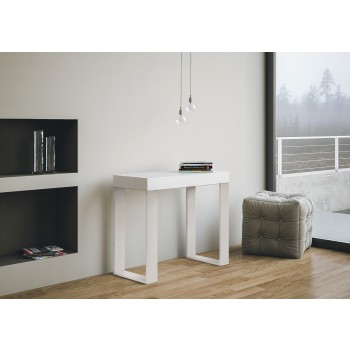 Consola Tecno con estructura Blanco - Consola extensible 90x40/196 cm Tecno Small Fresno Blanco con estructura Blanco