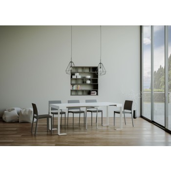 Consola Tecno con estructura Blanco - Consola extensible 90x40/196 cm Tecno Small Fresno Blanco con estructura Blanco