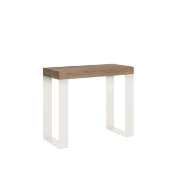 Consola Tecno con estructura Blanco - Consola extensible 90x40/196 cm Tecno Small Fresno Blanco con estructura Blanco