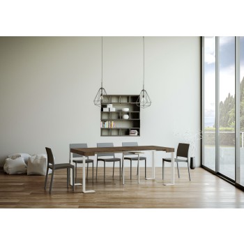 Consola Tecno con estructura Blanco - Consola extensible 90x40/196 cm Tecno Small Fresno Blanco con estructura Blanco