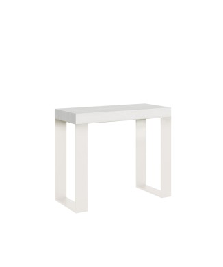 Consola Tecno con estructura Blanco - Consola extensible 90x40/196 cm Tecno Small Fresno Blanco con estructura Blanco